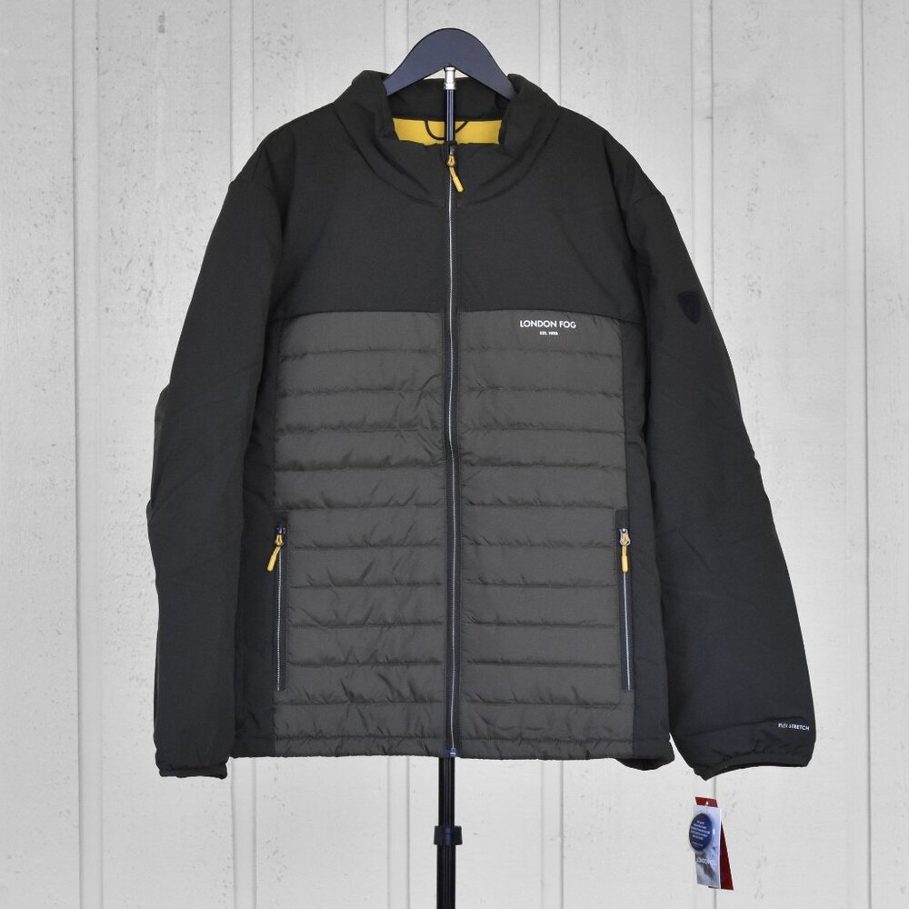 London Fog Ridgewood Mixed Media Midweight Quilted Jacket Olive Green XXL NEW